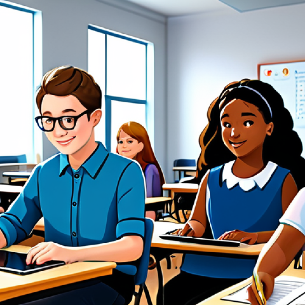 인공지능 교육 - Personalized Learning**

"A bright and modern classroom filled with students of diverse backgrounds,...