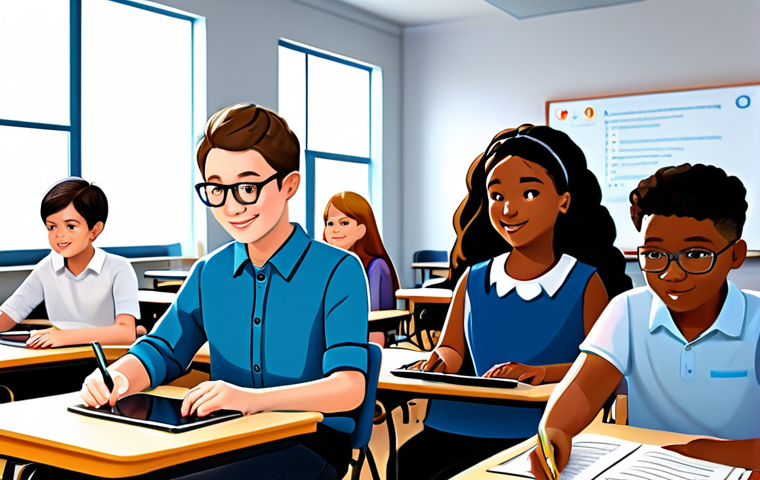 인공지능 교육 - Personalized Learning**

"A bright and modern classroom filled with students of diverse backgrounds,...