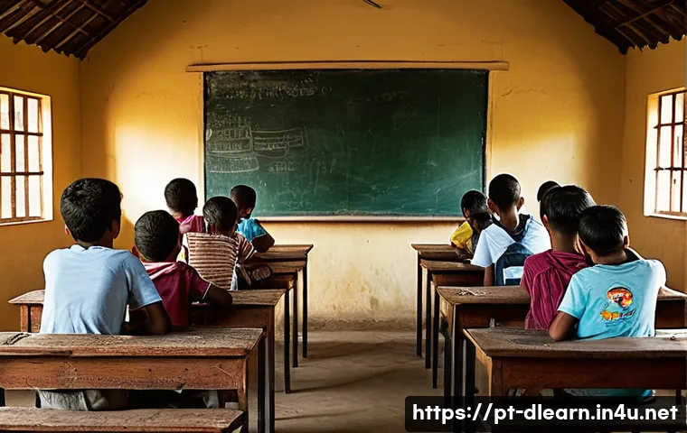 디지털 교육의 장애물 - A rural Brazilian classroom with sparse technology resources: an old wooden schoolroom with cracked ...