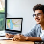 디지털 학습에 대한 학생들의 피드백 - A modern digital learning environment featuring a young Brazilian student studying at home in S&atilde;o Pa...